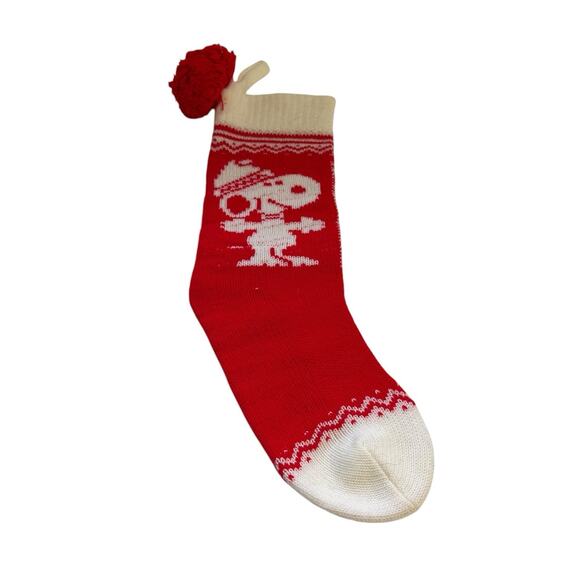 Hallmark Vintage 1958 Peanuts Snoopy Knit Christmas Stocking Pom Pom Red White - Picture 1 of 4